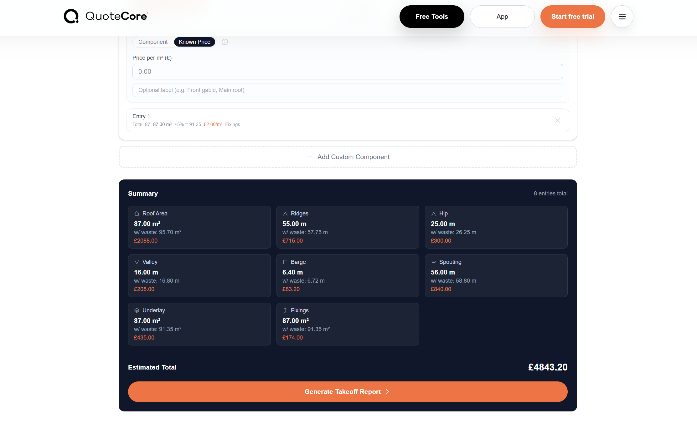 Measure your own roof plan with the QuoteCore+ free roof takeoff tool
