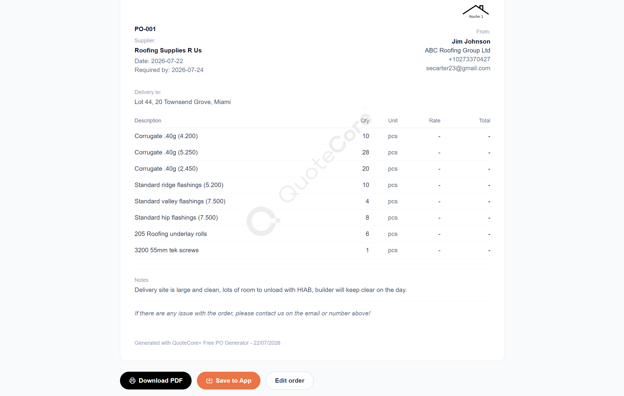 Free Purchase Order Generator - view 1