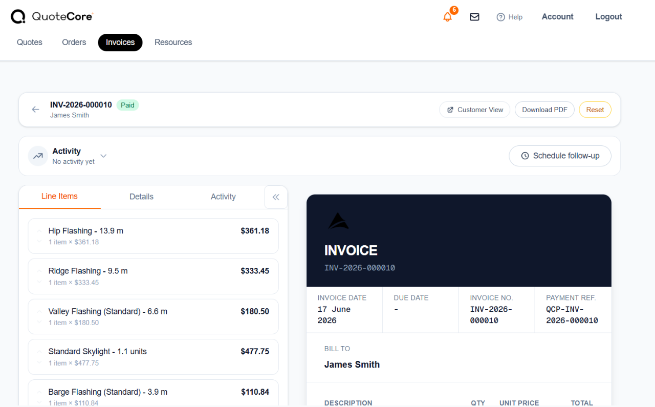 Connected invoicing
